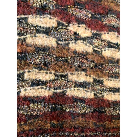 Jhane Barnes Men Sweater Large Wool Brown Geometric Wave Relaxed Fit  Vintage - Picture 8 of 9